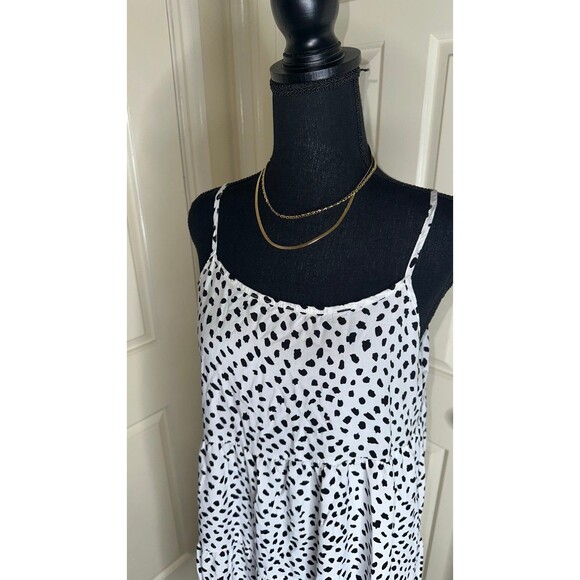 Chic summer spring black & white spotted polka dot midi maxi dress size large - Picture 8 of 9